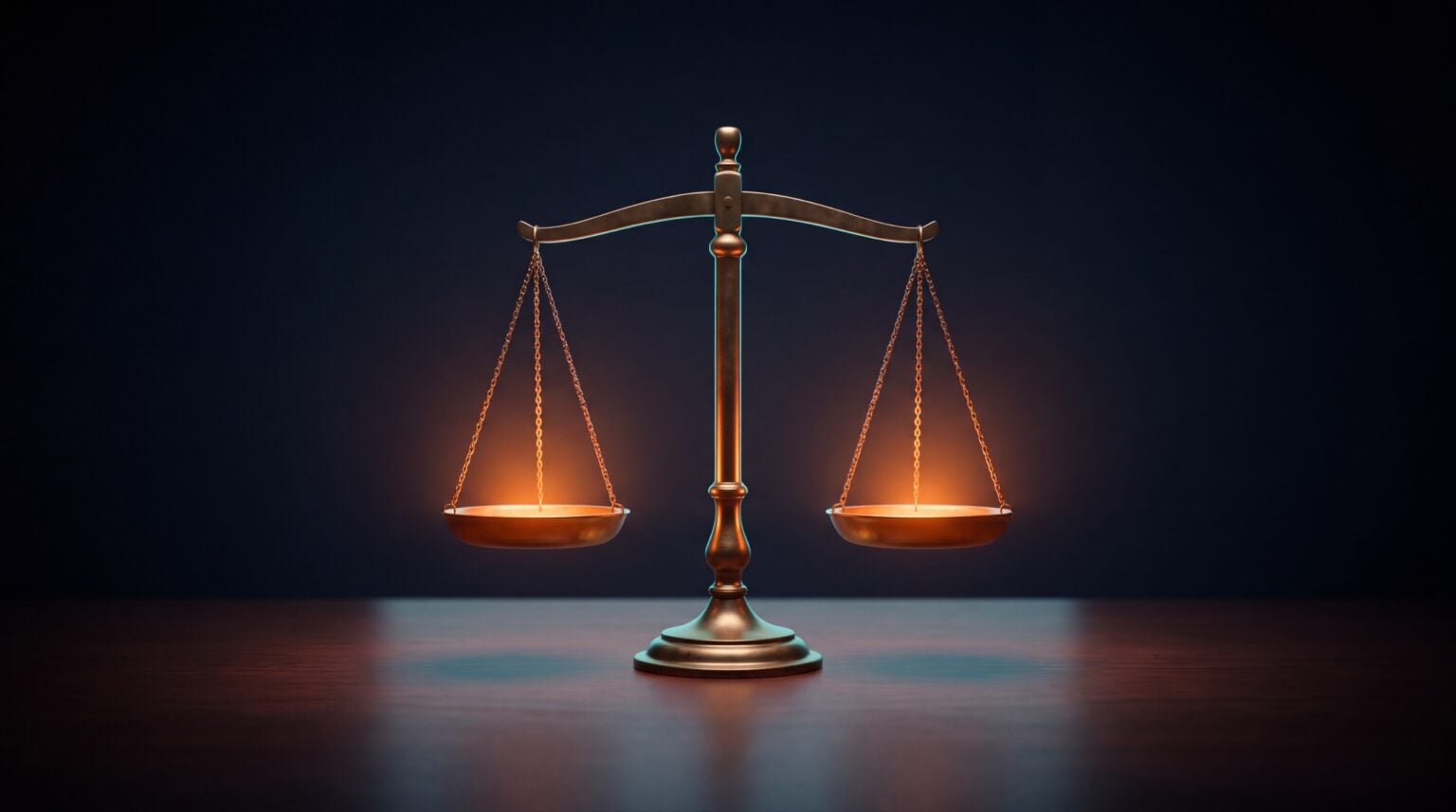 SEO costs in view: glowing beam balance in the dark as a symbol for price and performance of SEO